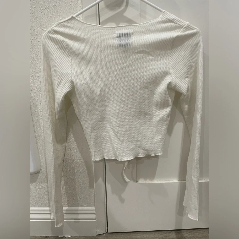 NWT Princess Poly Cream White Ruched Long Sleeve Crop Top